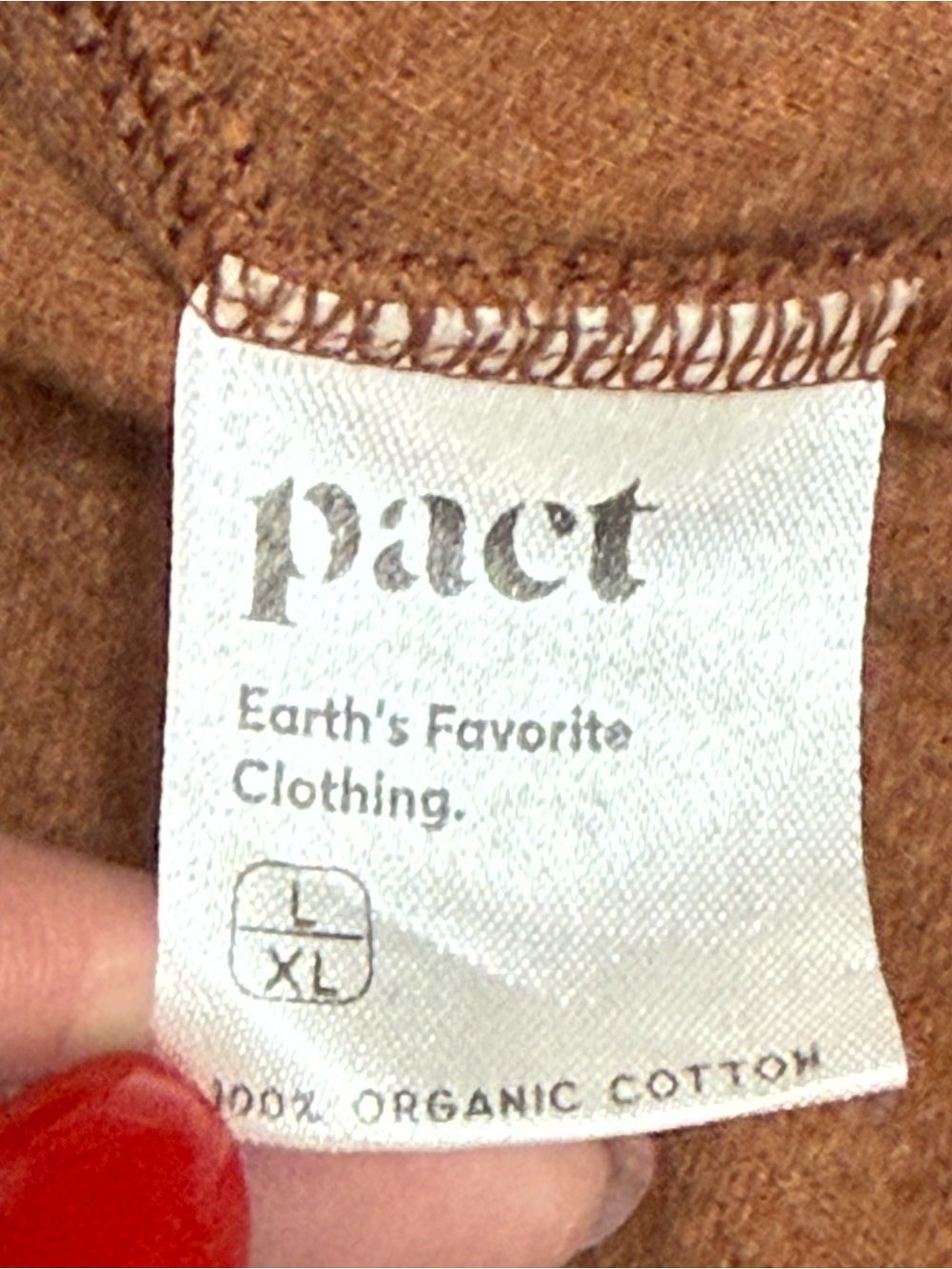 Pact Airplane Cardigan Women L/XL Rust Brown Organic Cotton Open Front Pockets - Picture 8 of 11